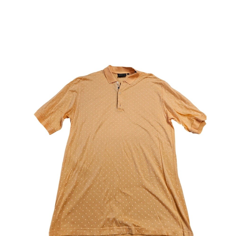 Bobby Jones Collection Mens Orange Polka Dot Polo Shirt Made in‎ Italy Large